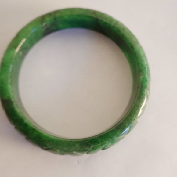 JADE GENUINE CARVED Bangle Bracelet - Picture 2 of 2